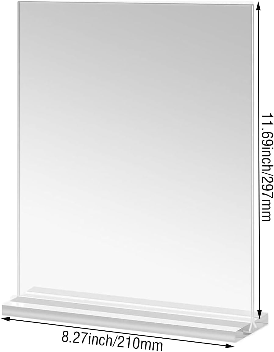 ZHIGOU Acrylic Sign Holder A4 Transparent Tabletop Menu Display Stand, T-Shaped Advertising Stand, Double-Sided Plastic Frame for Restaurant, Office, Hotel, Store Promotion, Event, Photo Frame image number 4