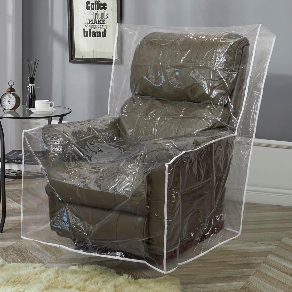 STONECREST Plastic Recliner Chair Cover - Clear Vinyl Waterproof, Pet Scratching Furniture Protector, Heavy Duty Thickness Slipcover for Storage and Moving 39"(99CM) W (1 Pack, Medium) image number 1