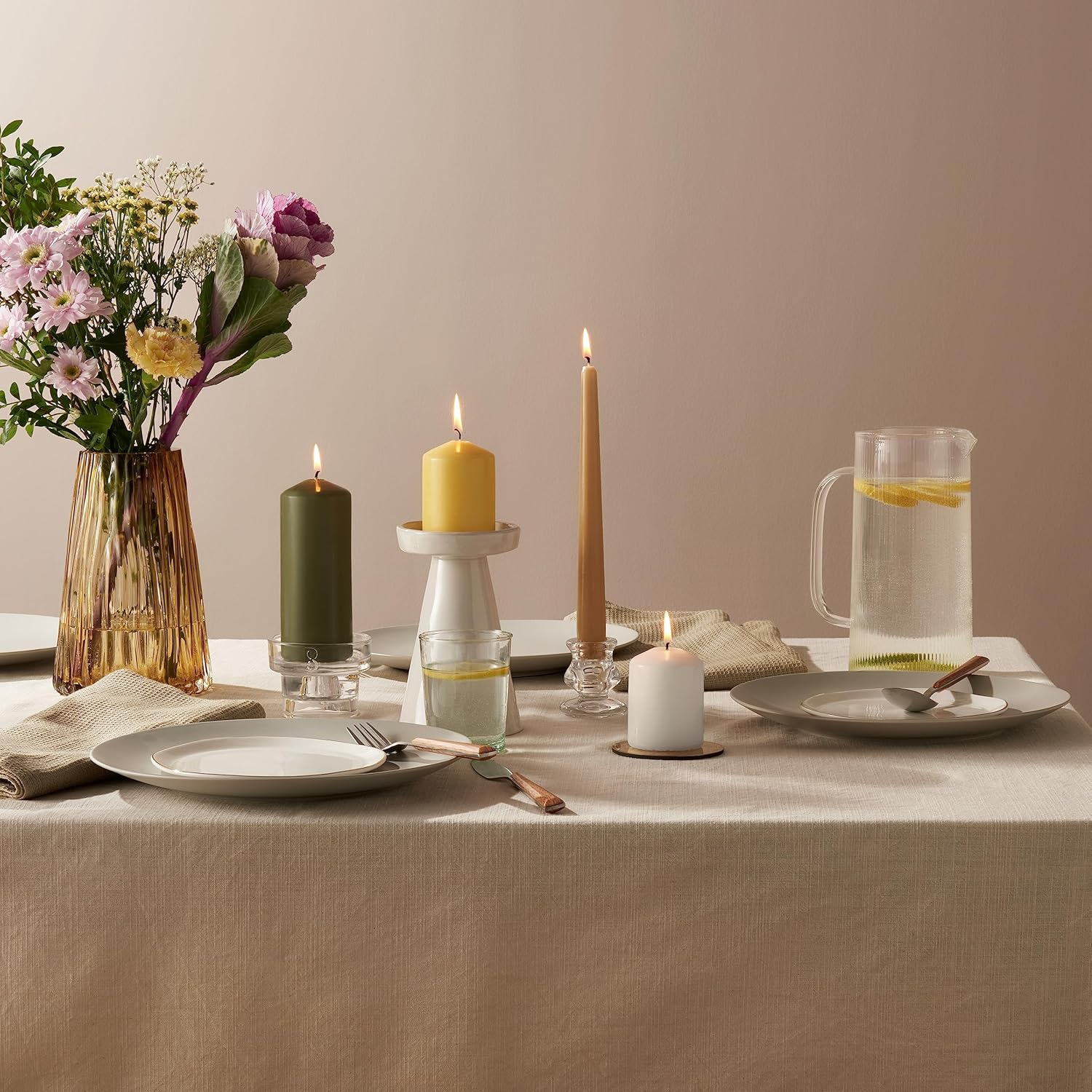 Bolsius - Pillar Candle - Taupe - 20 Cm - Burning Time 75 Hours - with Natural Extracts - Natural Plant Wax - without Palm Oil image number 3