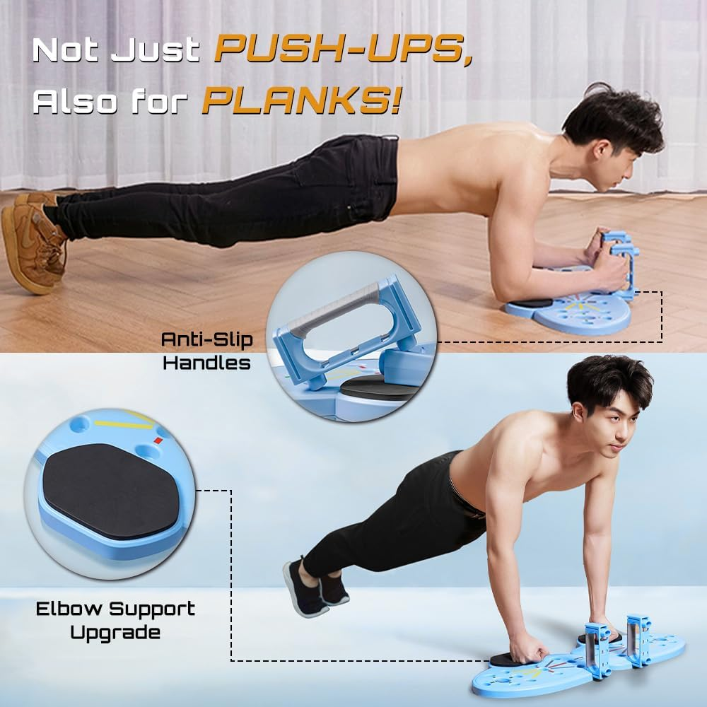 Foldable Push up Board with Accessorie,Portable Pushup Bar Strength Training Equipment for Home Workouts,Includes 2 Resistance Bands, 3 Detachable Trainers, 2 Handles &Non-Slip Pads for Total Body Fitness image number 4