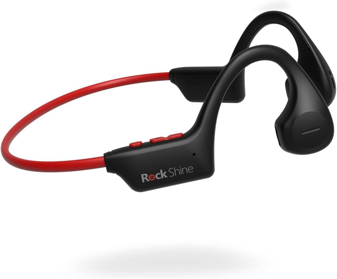 Rockshine Conduction Openair Headphones - Bluetooth Rechargeable Designed for Sports and Fitness Activities - Enjoy Audio While Staying Aware of Your Surroundings(Red) image number 1