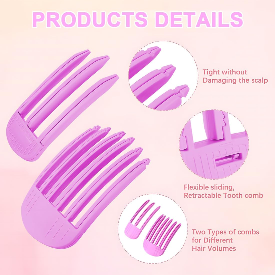 Pack of 4 Hair Clips for Styling, Hair Bangs Clip, Volume Hair Clips for Fluffy Bangs, Volume Clip for Hairline, Hair Root Lifting Clips for Men and Women (Rose Red + Black) image number 4