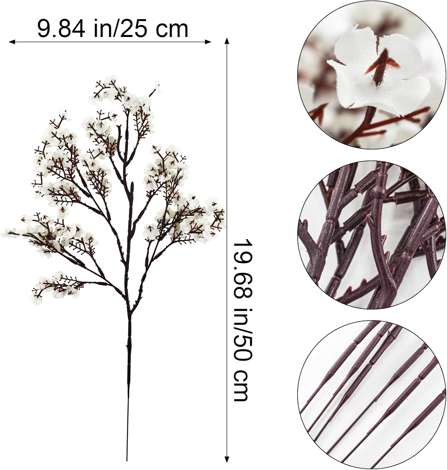 Bacucine Babys Breath Artificial Flowers 6Pcs Fake Flowers Real Touch Faux Gypsophila Bouquet for Home Wedding Party Table Decor (White) image number 6