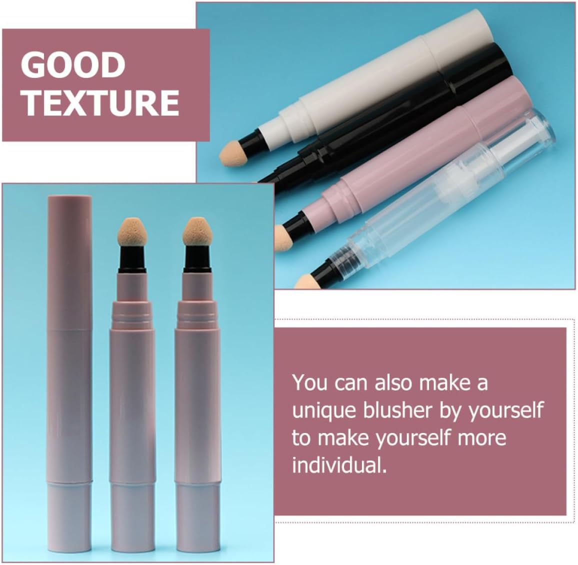 SEWACC 4Pcs 5Ml Refillable Blusher Bottles Cosmetic Tubes Pink Black White Twist Makeup Containers for Travel and Daily Use image number 5