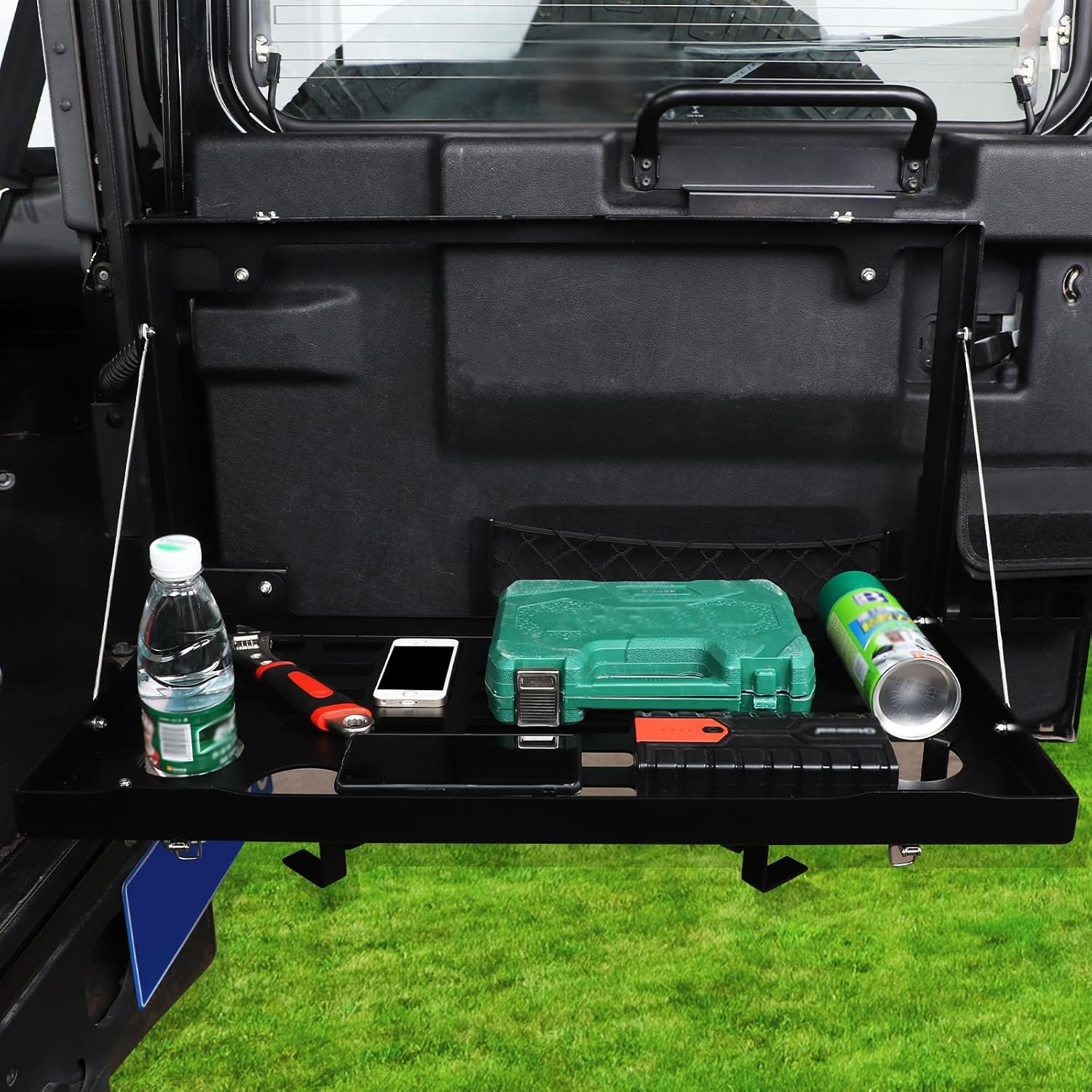 Tailgate Table Compatible with Land Rover Defender 90 110 130 2004-2018, Black Rear Foldable Shelf Storage Cargo Luggage Holder