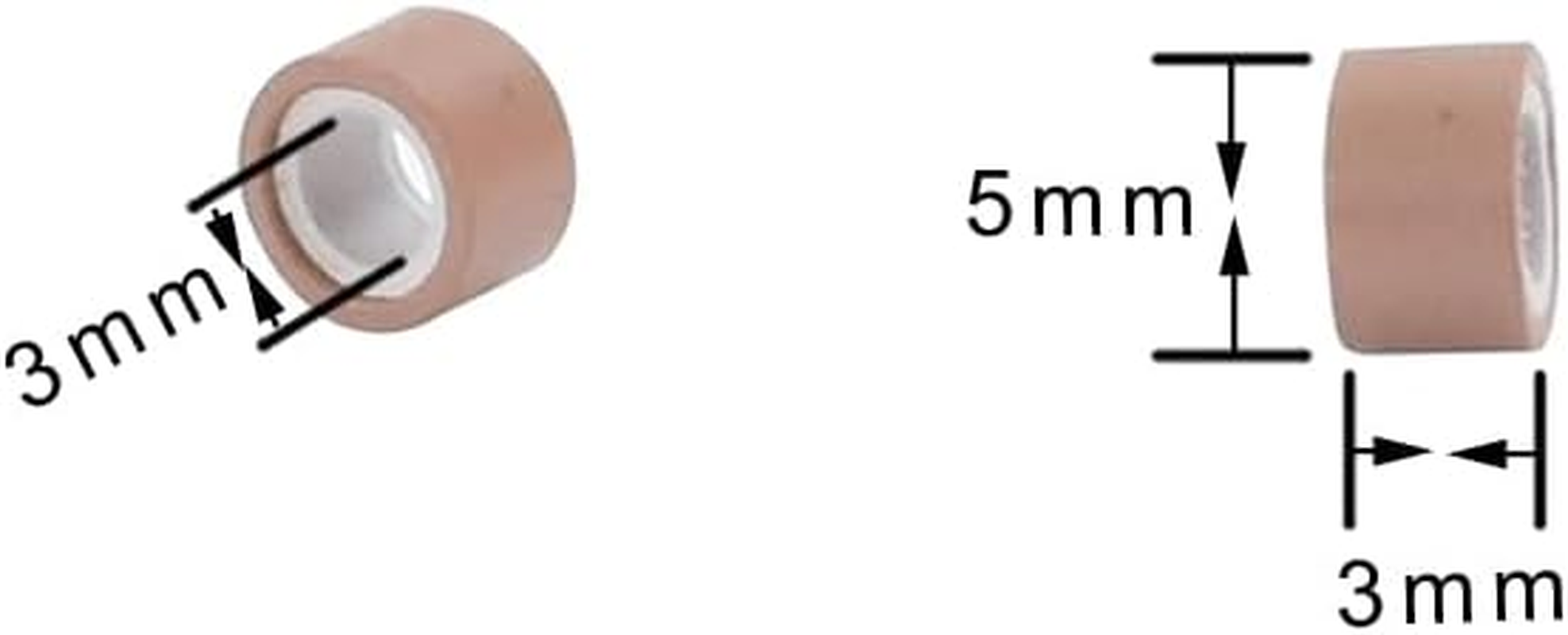 500Pcs 5.0X3.0X3.0Mm Silicone Micro Rings Links Beads for Hair Extensions (Light Brown)