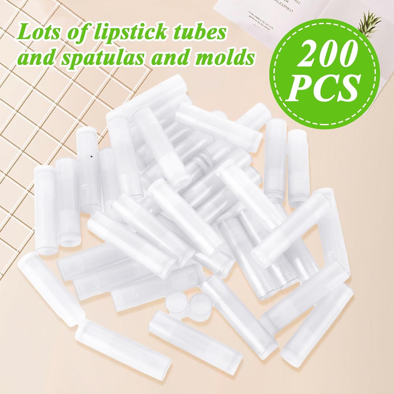 GBACHOOSE 200PCS Plastic Lip Balm Tubes 5Ml/5G Clear Lip Balm Containers with Filling Tray and Spatula, Rotating Type Refill Lip Chapstick Tubes Empty with Cap for DIY Make Up - 200Pcs-Pink image number 6