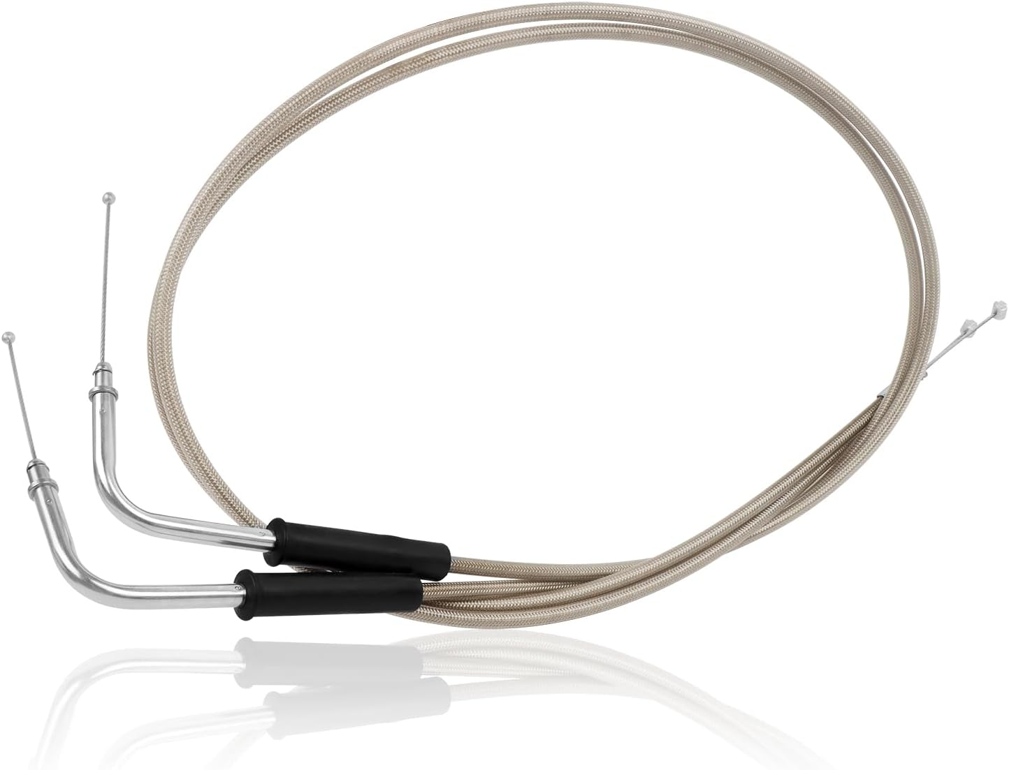 CHIFUN Motorcycle Throttle Idle Cable Braided Wire Kit Stainless Steel 39" Long Throttle Gas Cable Compatible with Harley Dyna Softail XL 883 1200 Fat Boy Heritage Road King image number 2
