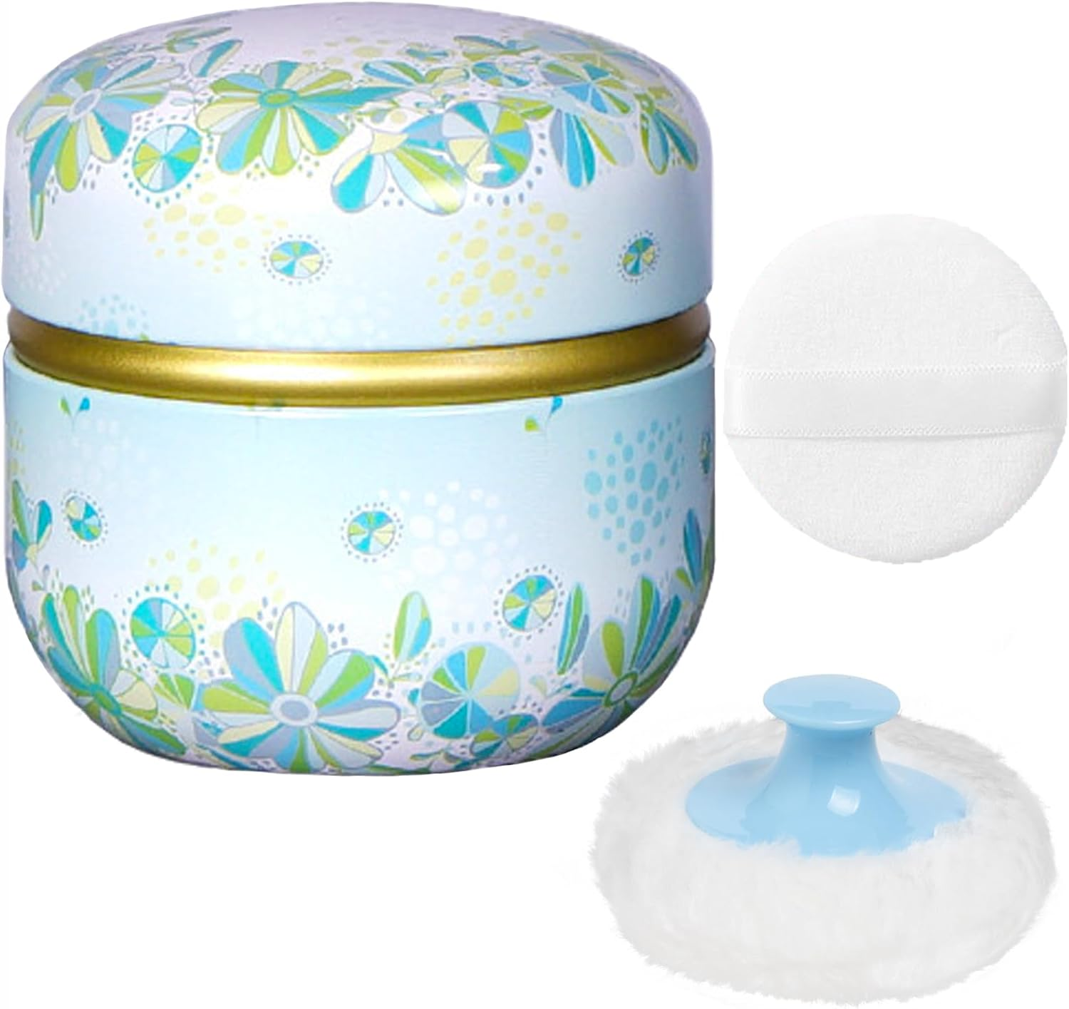 WEMEGA Body Powder Case with Powder Puff and Tea Box for Baby and Women - Travel Size (Abstract Totem) image number 2