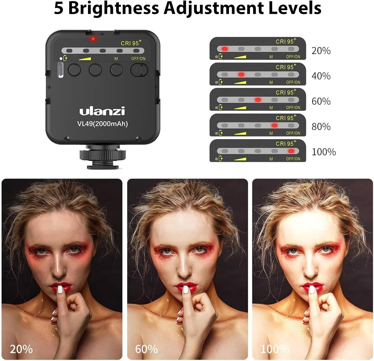 ULANZI VL49 2000Mah LED Video Light W 3 Cold Shoe Mounts Type C Charging Soft Light Panel for DJI OSMO Mobile 3 Pocket Zhiyun Smooth 4 Sony RX100 VII Canon G7X Mark III A6400 6600 Gopro 8 7 6 5 Vlog image number 3