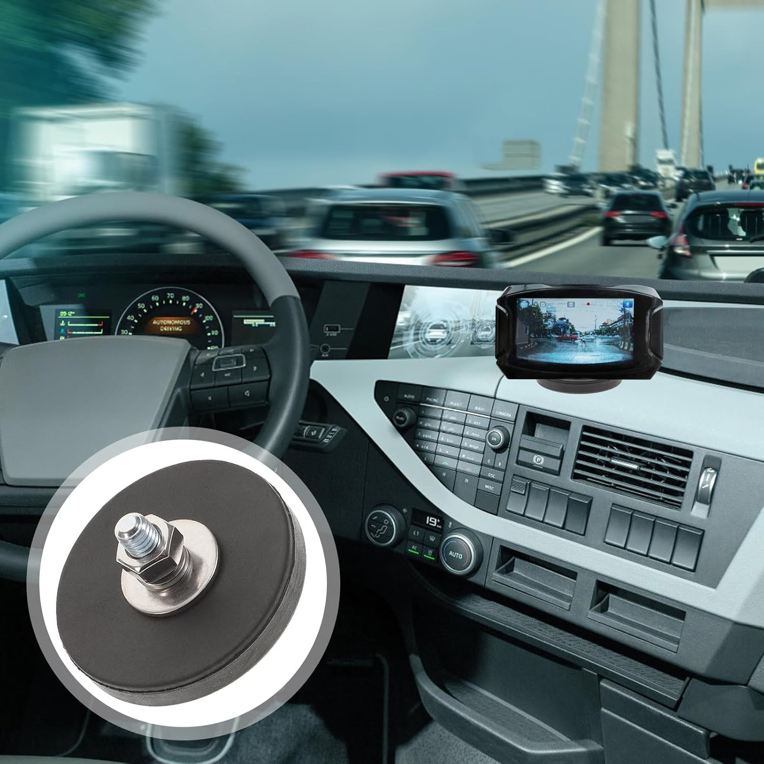 Baluue Rubber Black Base Magnetic Ceiling Threaded Studs Magnetic Car Mount Car Holder with Bolts and Nuts Painted Base Rubber Black Small Coated Coated Bade image number 4