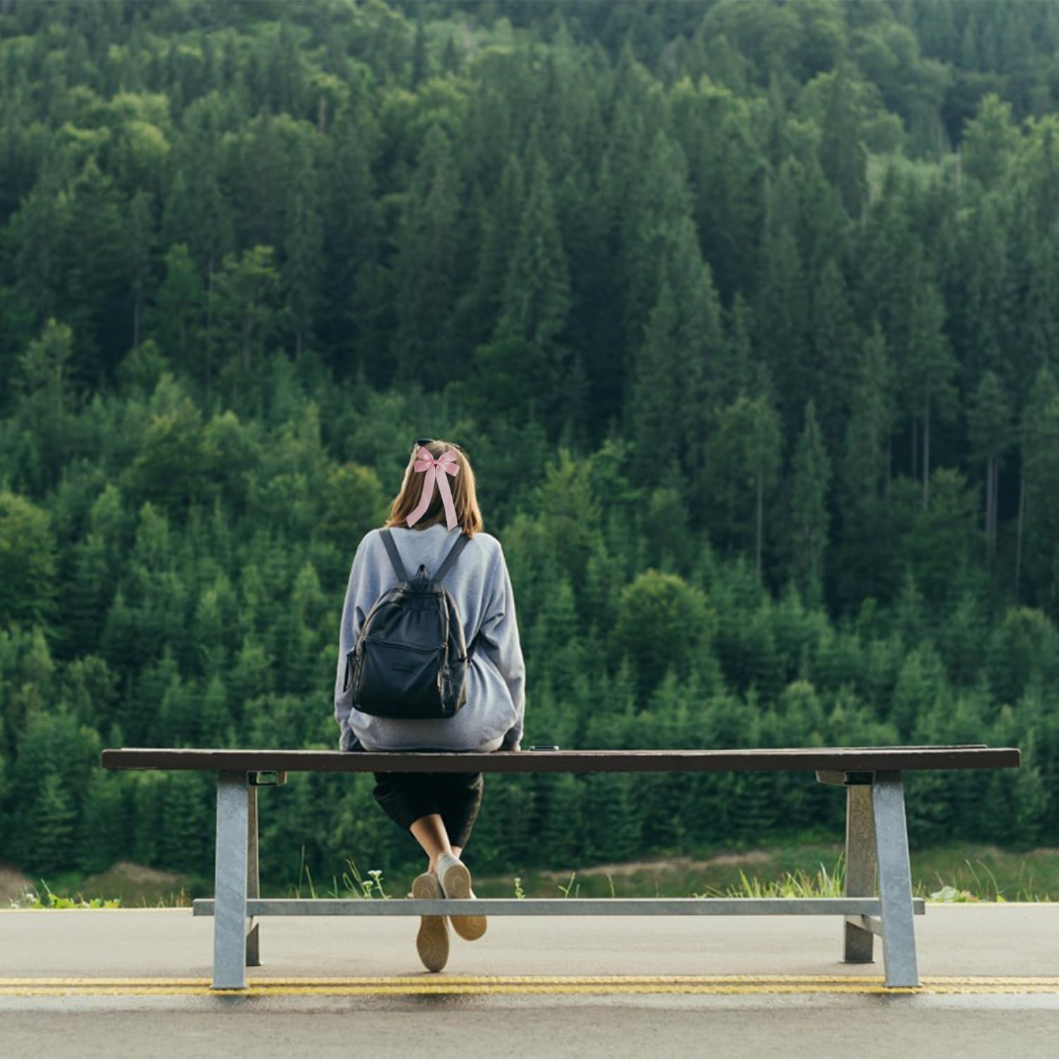 2Pcs Pink Hair Bows for Women,Hair Ribbon Hair Bows with Long Tail,Cute Hair Barrettes with Bow Accessories,Adorable Long Hair Accessories, Valentine'S Day Accessories for Women Girls Kids image number 1