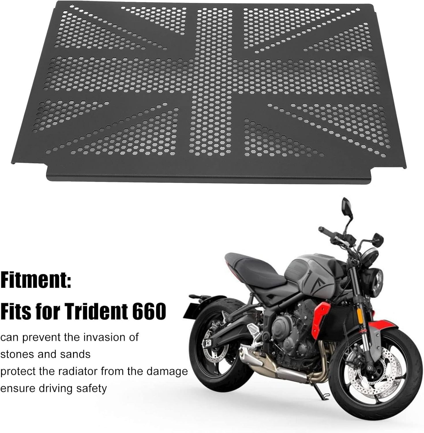 Motorcycle Radiator Guard Protector Grille Cover, Stainless Steel Radiator Grille Cover Protector for Triumph Trident 660, Motorcycle Radiator Grille Guard Protector Cover, Black image number 2