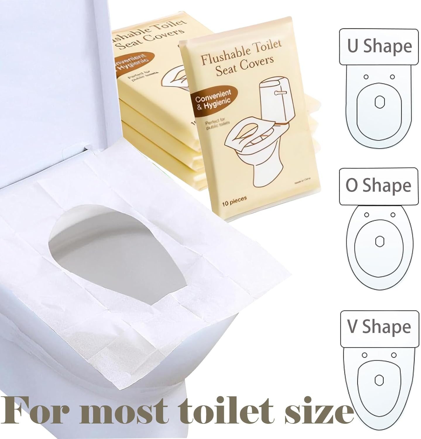 Tehttz 100Pcs Disposable Toilet Seat Covers, Disposable Paper Toilet Seat Cover Toilet Seat Liner Toilet Seat Mat for Public Restrooms, Airplane, Road Trips, Camping
