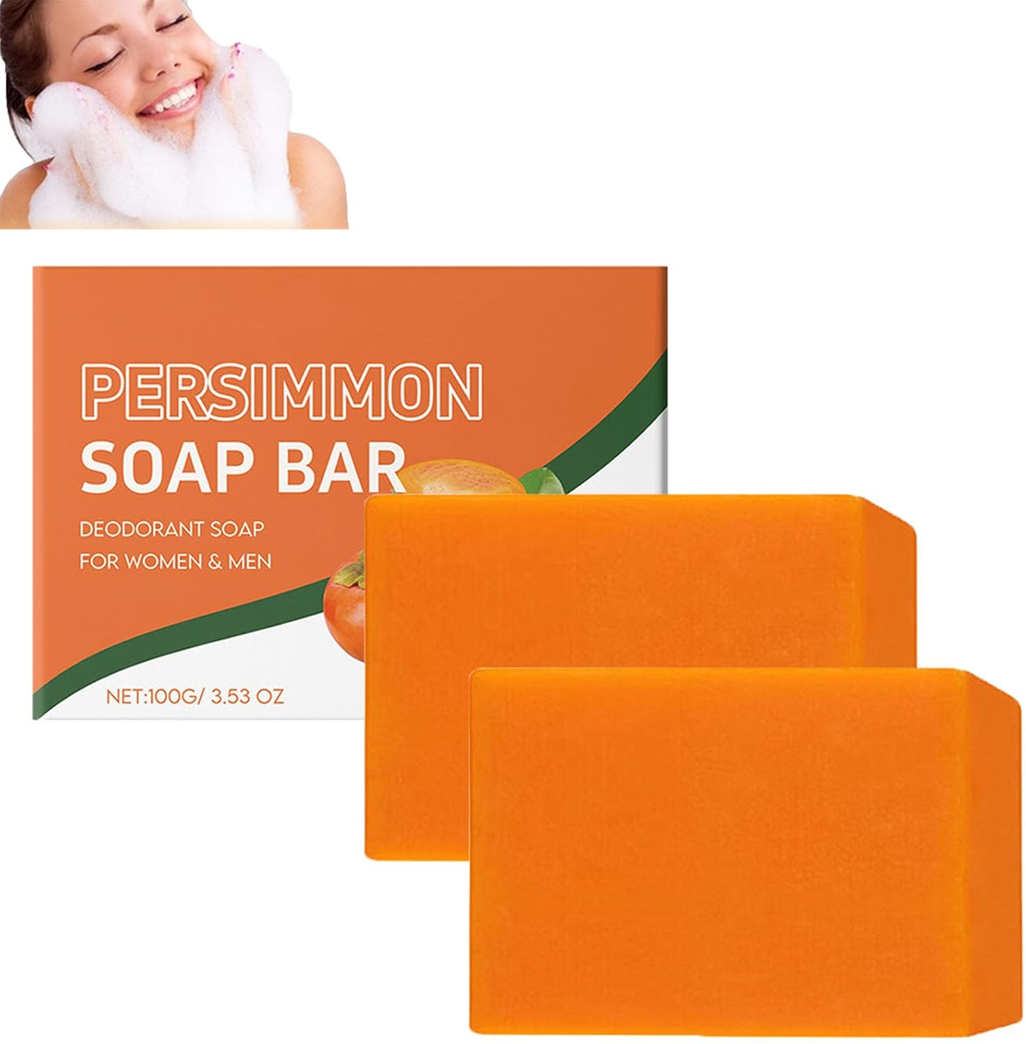 Persimmon Soap Bar for Body Odor Removal, Persimmon for Face and Body Wash, Cleansing and Nourishing Skin, Deodorant Bar Soap for Old People Smell, Deodorant Bath for Women & Men, Refresh Skin (1Pcs)