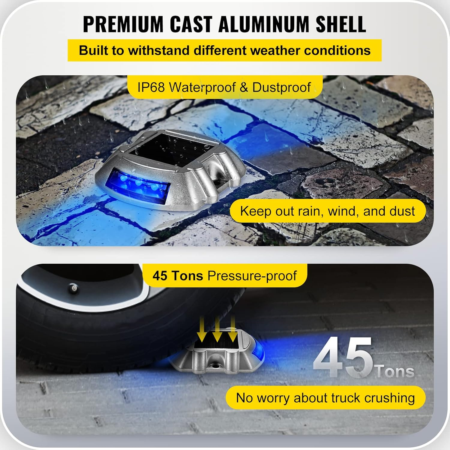 Happybuy Solar Driveway Lights - 4-Pack Bright Blue with 6 Leds for Path, Garden, Walkway & Sidewalk