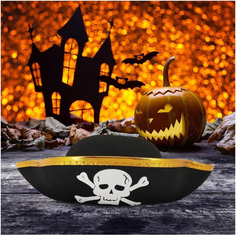 Pirate Hat Eye Patch,Costume Accessory for Pirate Masquerade Party, for Kids and Adults Captain Costume image number 3