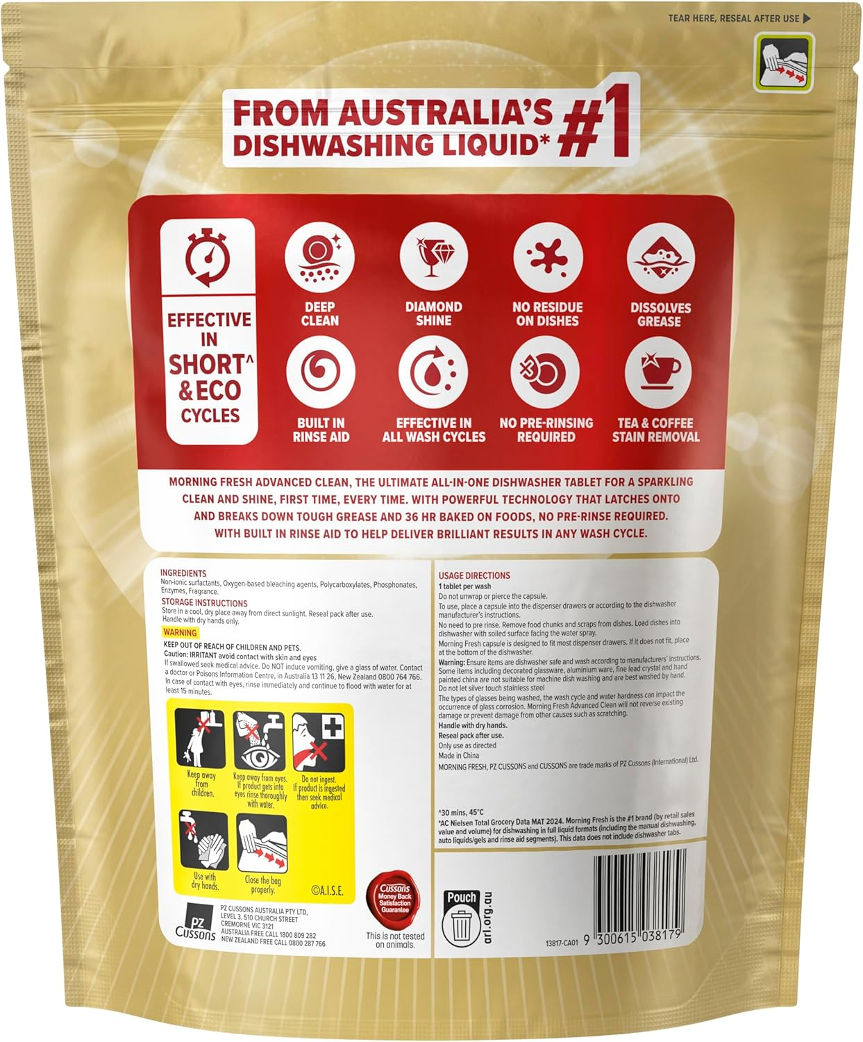 Morning Fresh Advanced Clean Lemon Dishwasher Tablets, 1 Kg (84 Tabs) image number 3