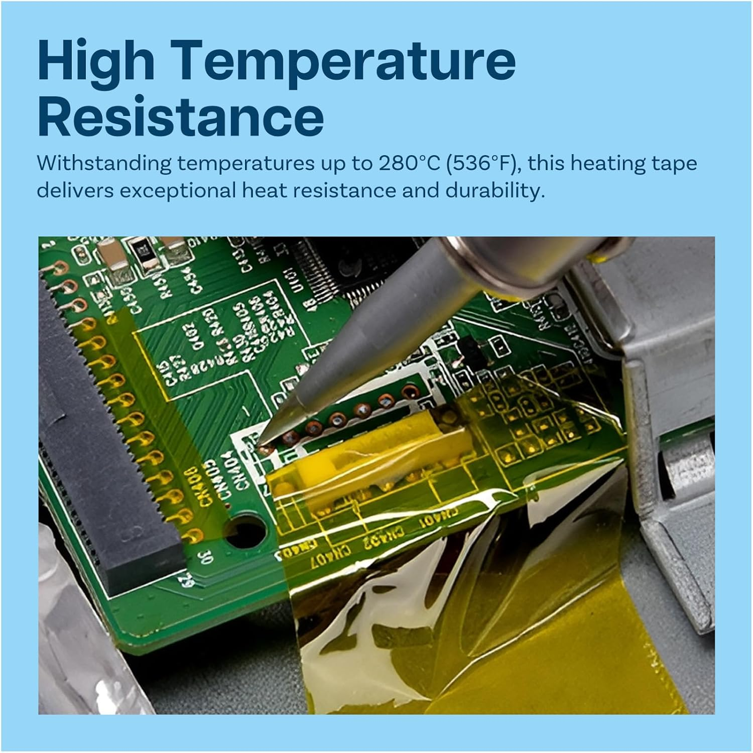 MMOBIEL 10Mm ESD Heat Resistance Polyimide Tape Sticker Strong Adhesive 30 M Long Heat Resistant up to 280&deg;C image number 3