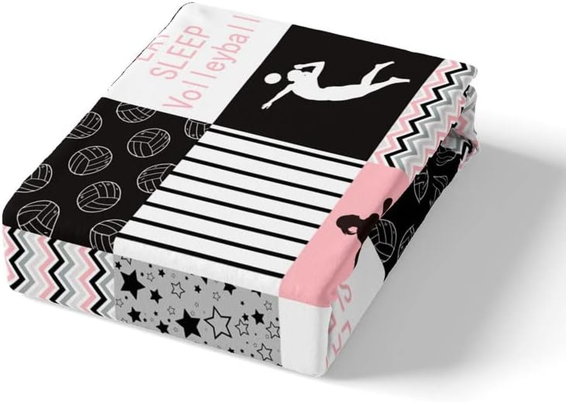 Loussiesd Volleyball Bed Set Sports Game Bedding Set 135 X 200 Cm Volleyball Player Duvet Cover Set for Children Microfibre Pink Black White Geometry Duvet Cover Decor Bedding image number 2