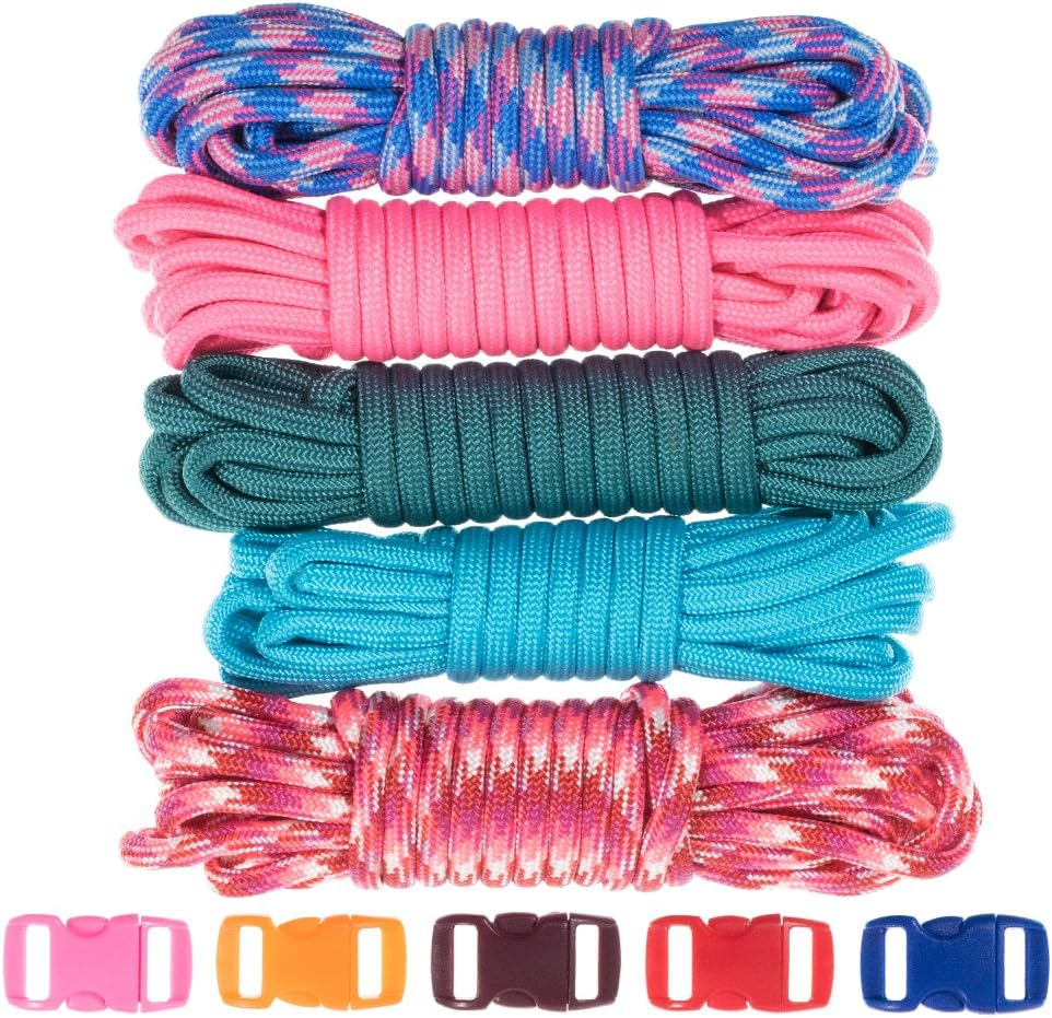 Zesty 550Lb Survival Paracord Random Combo Crafting Kit by West Coast Paracord - 10 Colors of 500Lb Cord and 10 Buckles - Type III Paracord - Make 10 Paracord Bracelets - Great Gift (Zesty, 50 Feet) image number 6