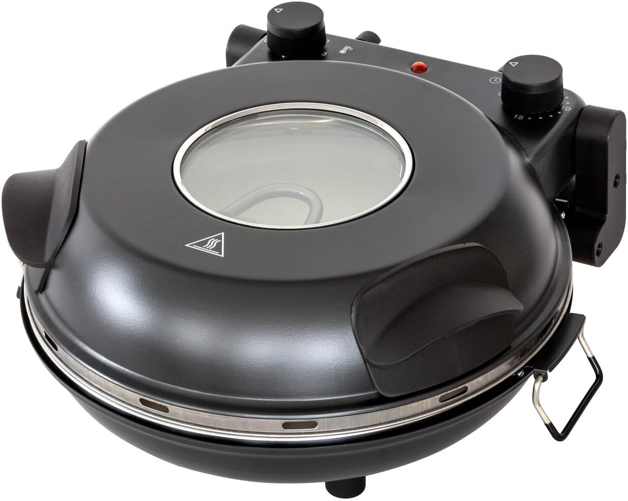 Healthy Choice 12-Inch Pizza Oven &ndash; Thermal Control, Timer, Viewing Window, Removable Stone, Compact Design, Perfect for Homemade Pizza & Baking - Black image number 2