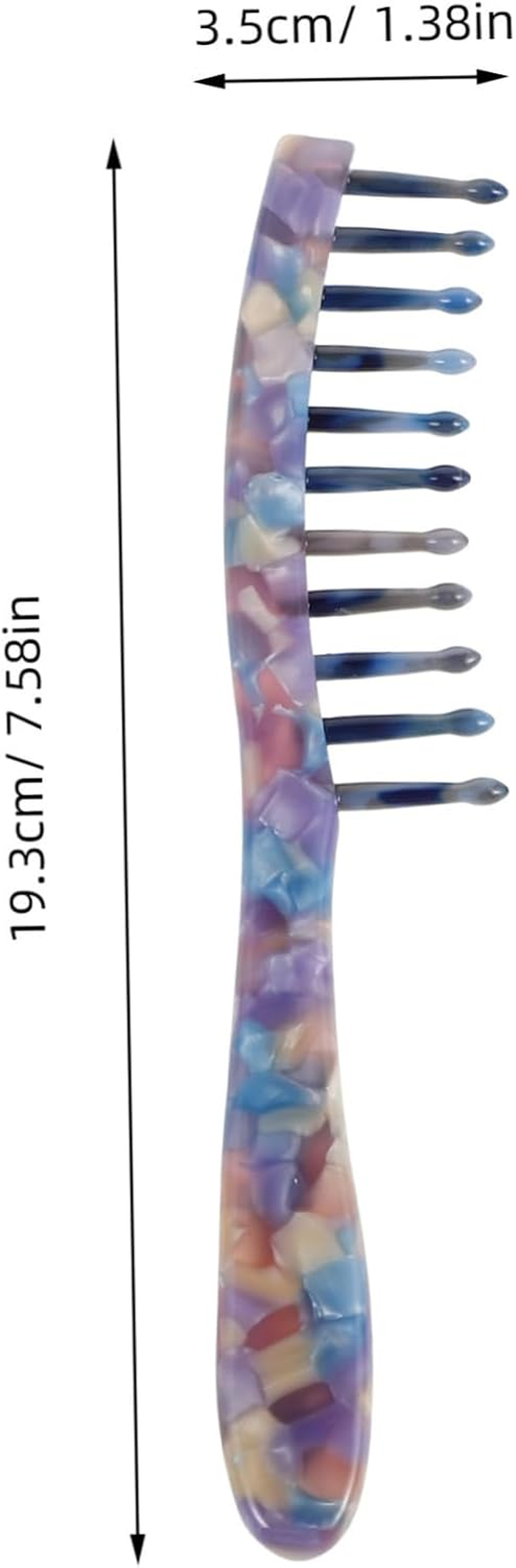 Marble Texture Hair Comb Wide Tooth Design for Detangling Curly Wet Hair Long Handle for Comfortable to Hold Retro Pattern for Women and Travel Use image number 6