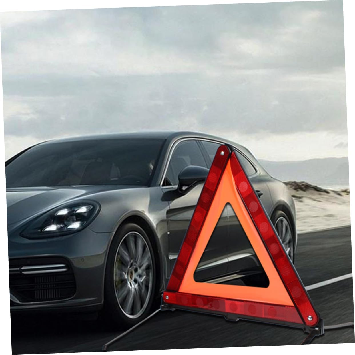 ABOOFAN Road Safety Warning Triangle Sign for Vehicles Red Reflective Triangle Roadside Warning Sign for Car Breakdown and Outdoor Use