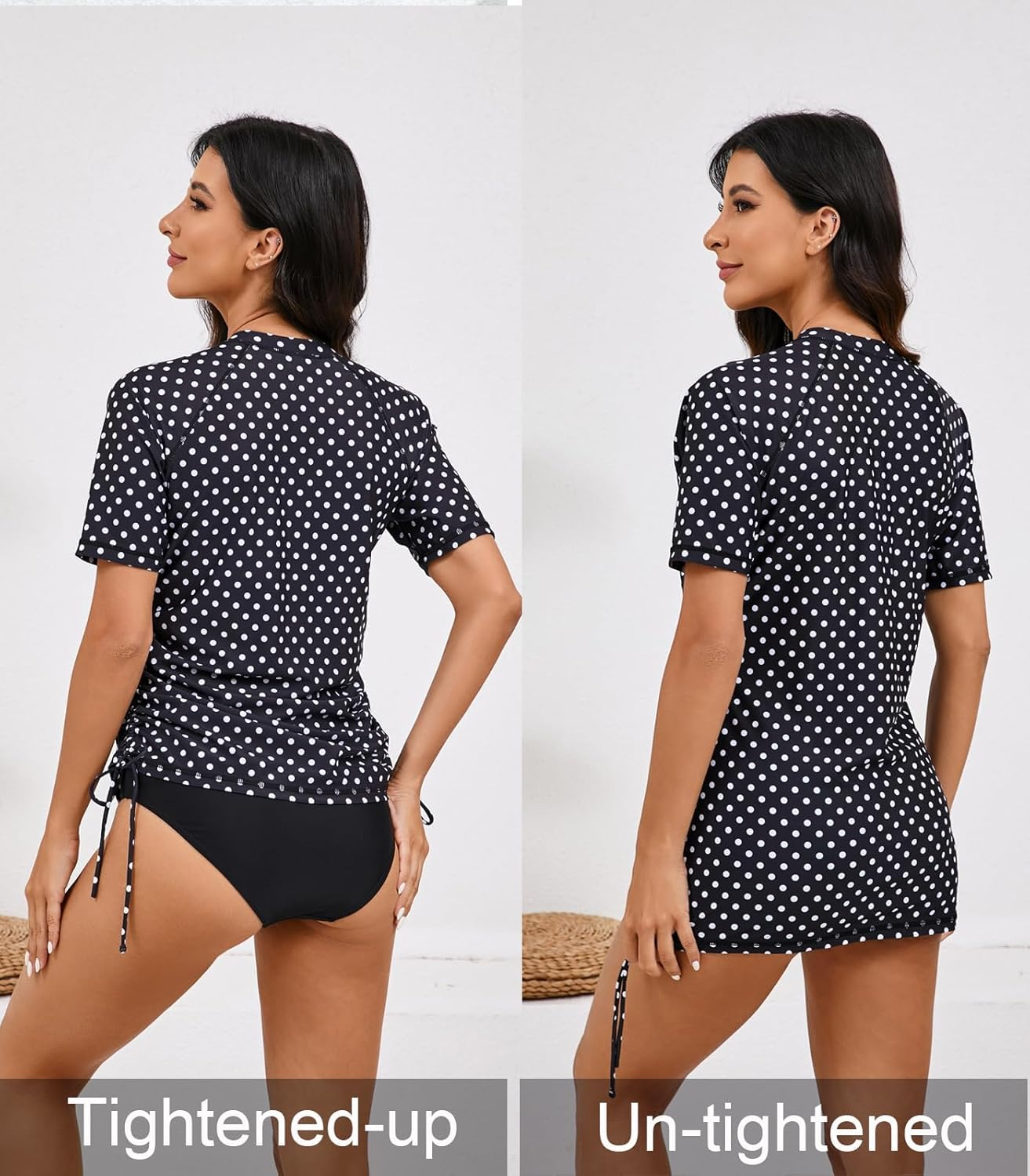 Halcurt Women UPF 50 Rash Guard Striped Long Sleeves Bathing Tops Surf Sun Shirt image number 5