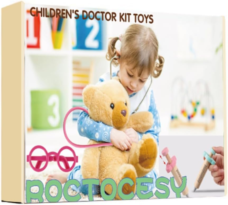 Kids Stethoscope Syringe Glasses Toy, Real Working Nursing Doctor'S Stethoscope,Halloween Doctor Costume Cosplay Pretend Play Accessories (Pink) image number 1