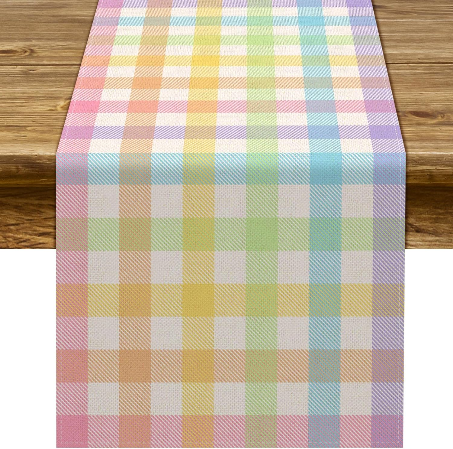 Pudodo Easter Buffalo Plaid Check Table Runner Spring Holiday Farmhouse Fireplace Kitchen Dining Room Home Party Decoration (13" X 72") image number 3