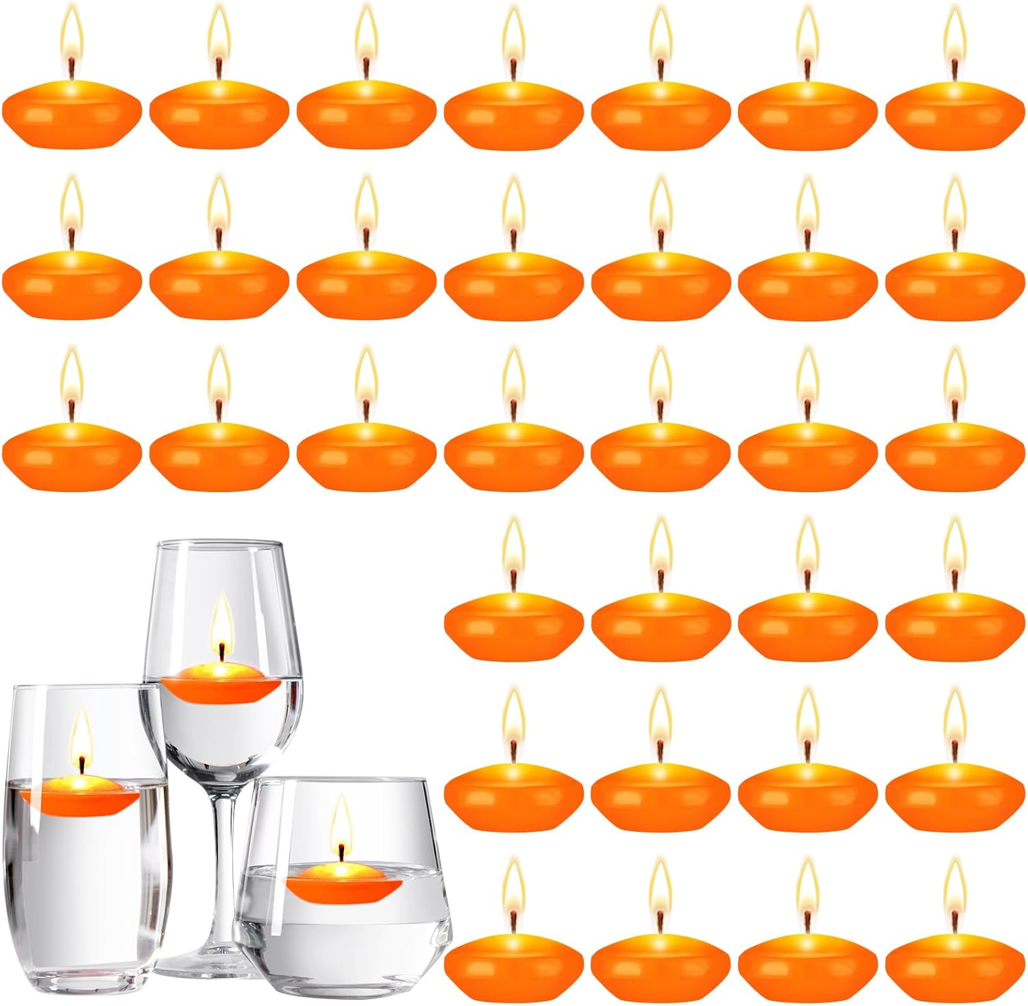 Nuanchu 30 Pcs Black Floating Candles Centerpieces Bulk 1.5 Inch Small Unscented Votive Floating Candles Decoration for Valentine'S Day Party Wedding Anniversary Holiday Party Gifts Home Pool Decor