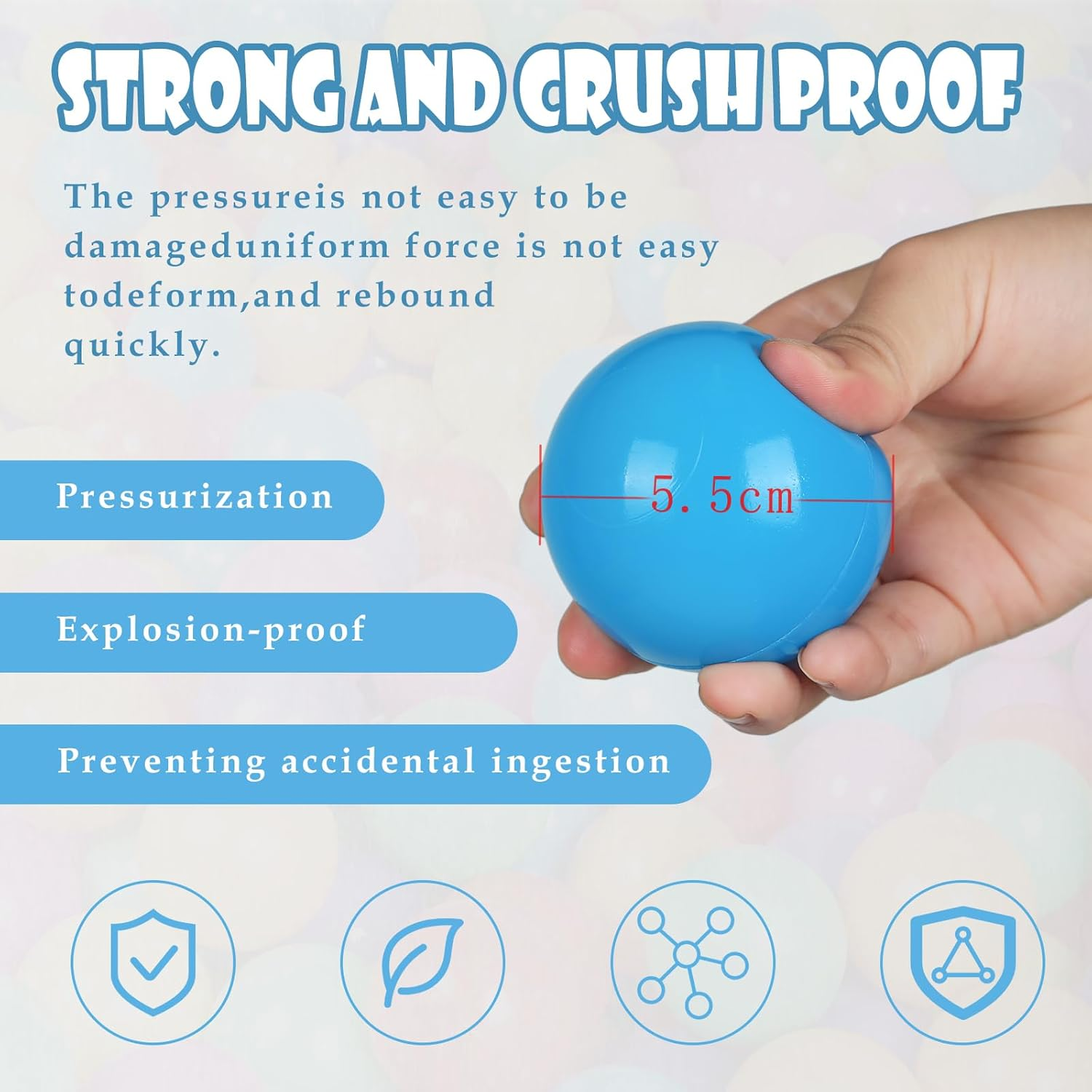 MODEREVE 100 Pack Balls for Ball Tent, BPA Free Colorful Plastic Balls Baby Play Balls for Ball Pit, Bounce House, Baby Pool & Playhouse image number 6