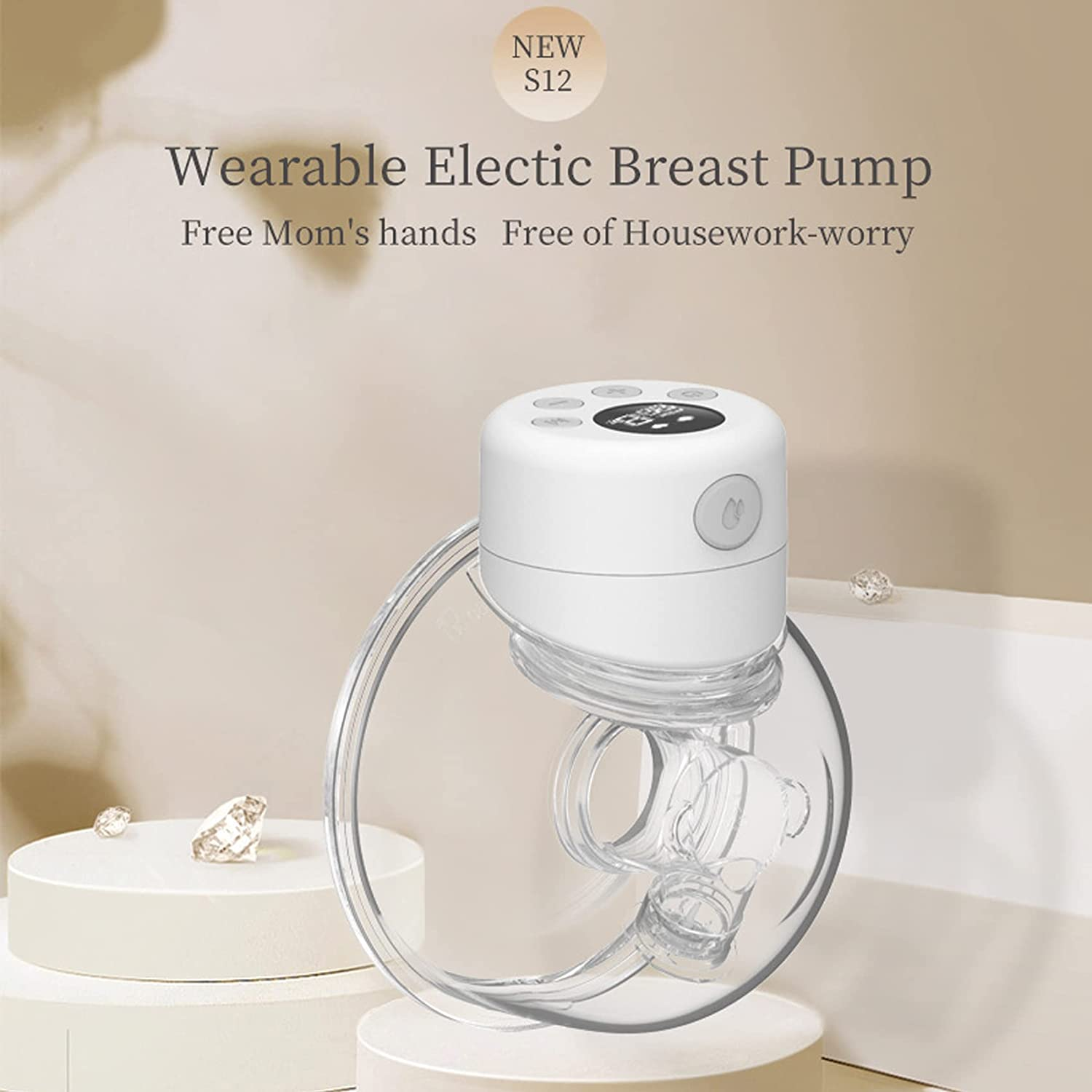 AUTENS Wearable Electric Breast Pumps, Portable Hands Free Breastfeeding Pump, Silent & Painless, 2 Modes & 9 Levels, 24Mm Flange, Can Be Worn In-Bra, LCD Display and Memory Function Rechargeable Pump. image number 1