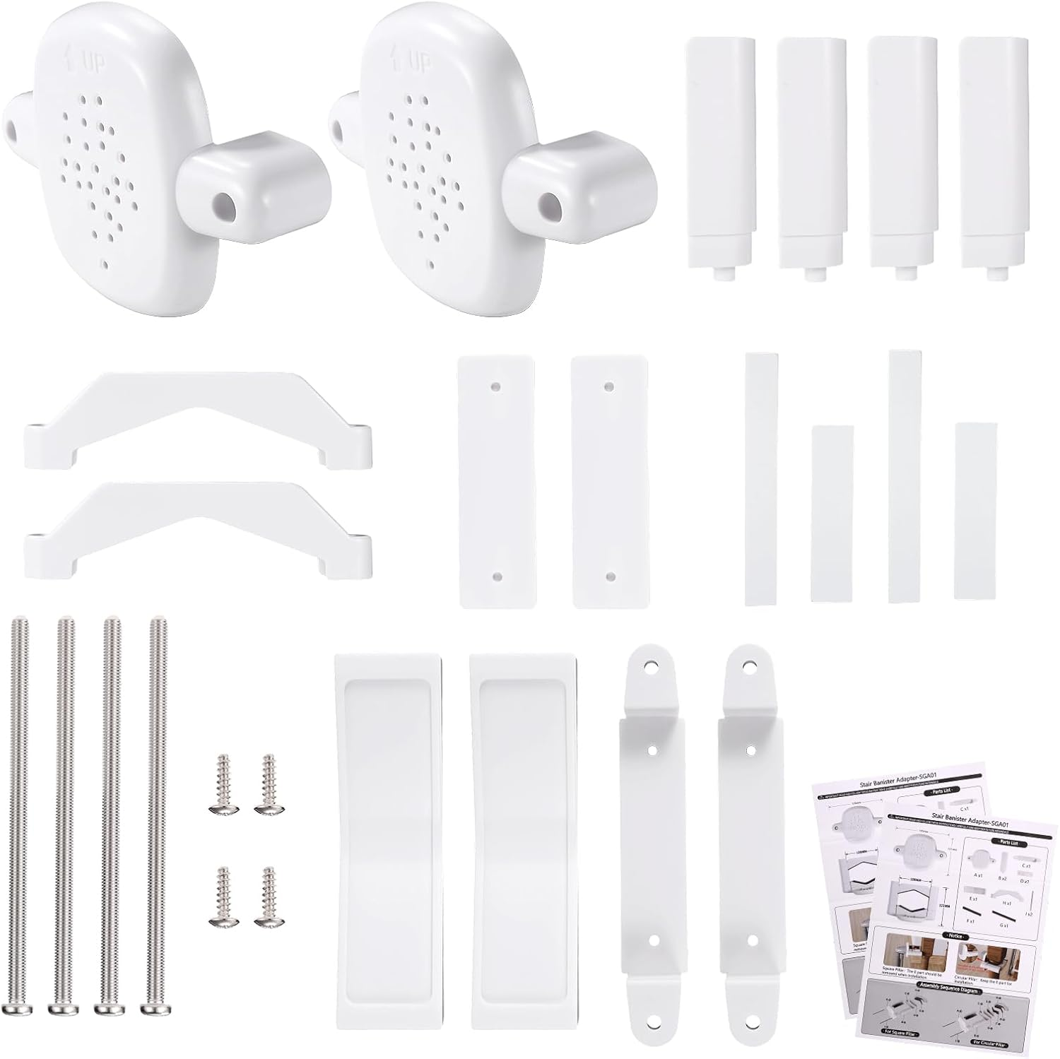 2Pcs Baby Gate Banister Adapter, Durable Stairway Gate Mounting Kit Practical Safety Stair Adapter Post Fitting Kit Suitable for Various Stair Handrails