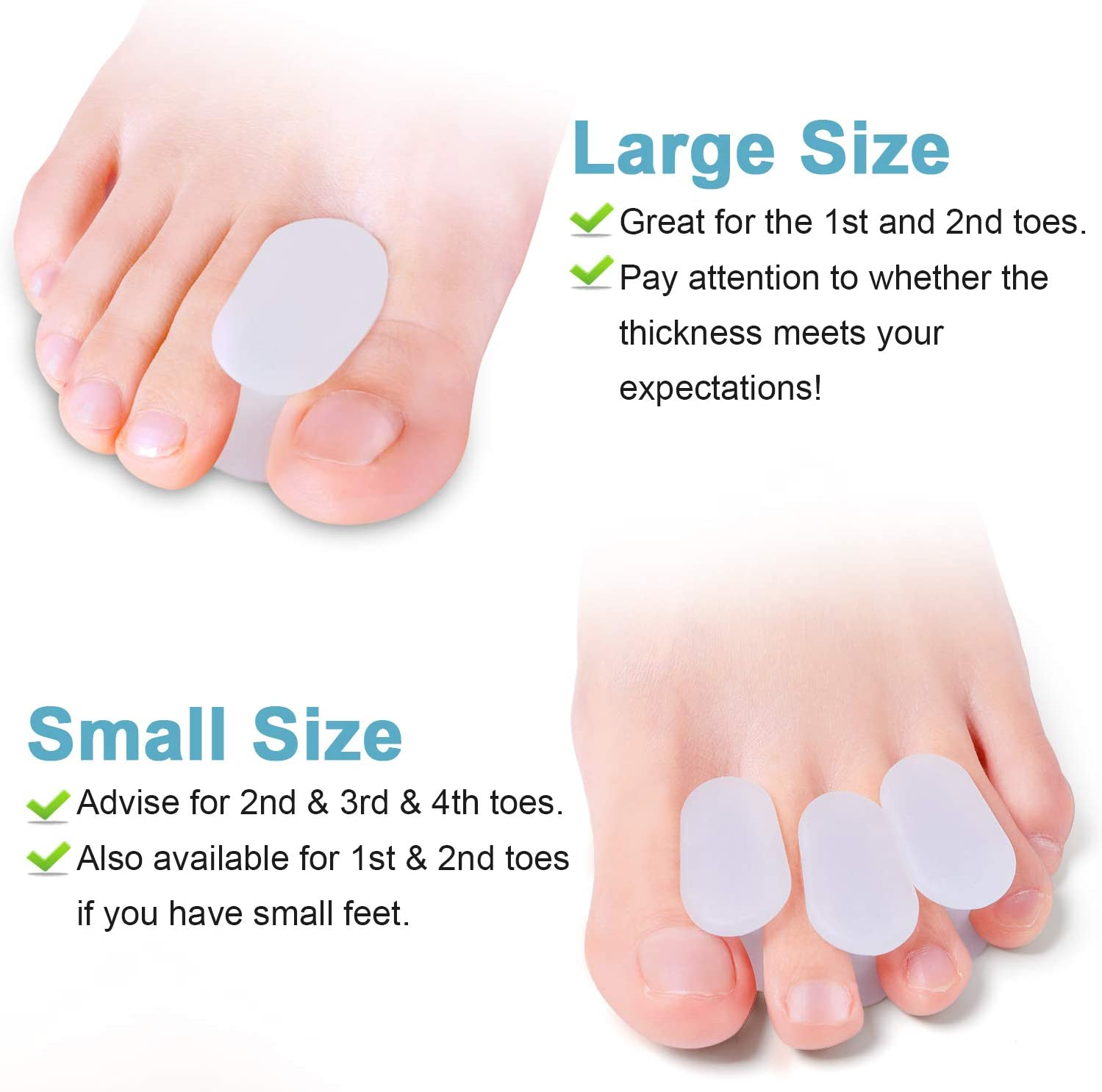 Povihome 10 Pack Toe Spacers Separators, Bunion Corrector Gel Orthotics (Updated Soft Version) for Bunion, Overlapping Toes - L Size image number 5