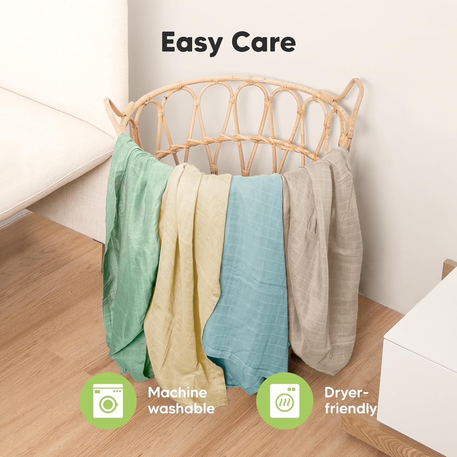 4-Pack Muslin Swaddle Blankets for Baby Boys, Girls - Organic Baby Blankets for Girl, Boy, Baby Swaddle Blanket Unisex, Receiving Blankets, Swaddles for Newborns, Newborn Baby Essentials (Lavender) - Mirage image number 4