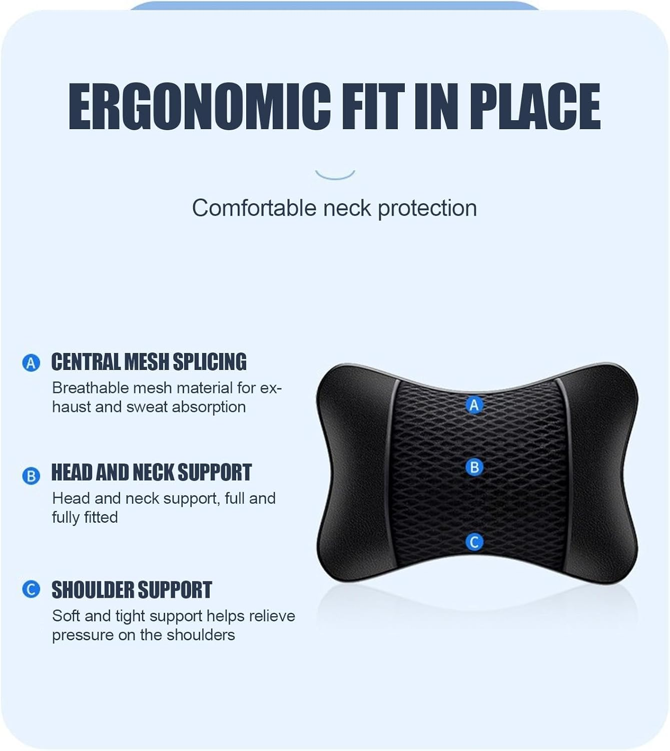 Car Neck Pillow, Car Headrest Pillow | Elastic Breathable Car Neck Support Pillow | Car Neck Pillow, Neck and Neck Pillow for Home and Chair
