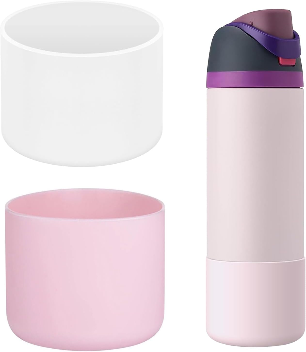 2 PCS Silicone Boot for Owala Freesip 24 Oz Water Bottle, Anti-Slip Protective Sleeve Bottom Bumper Protector for Twist and Flip Stainless Steel Water Bottles