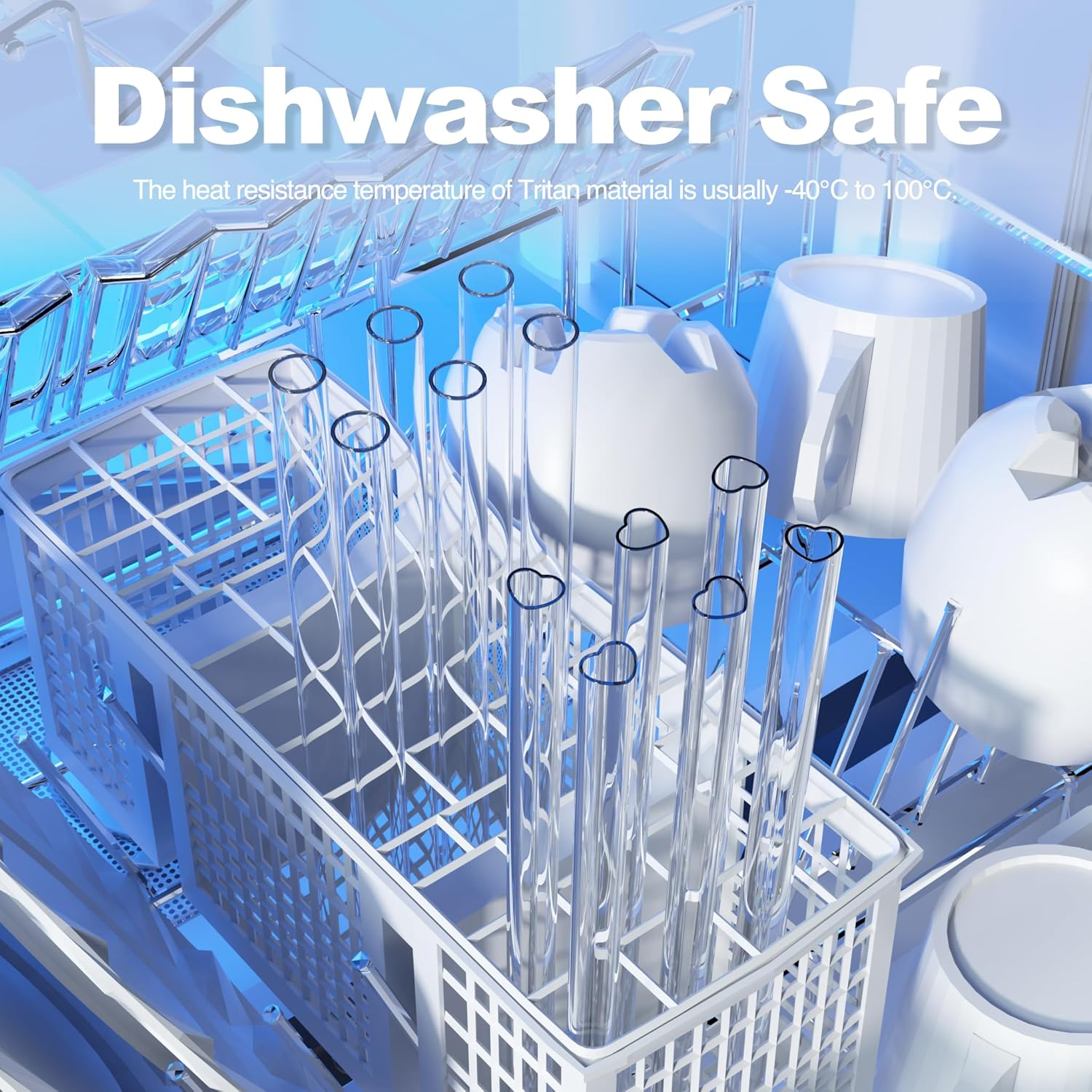 6 Pack Replacement Straws Compatible with Stanley 40 Oz 30 Oz Cup Tumblers, Reusable Long Thick Transparent Plastic Straw with 2 Cleaning Brushes, Easy to Clean, Food Grade & BPA Free (Round Shaped) - Round Shaped image number 2