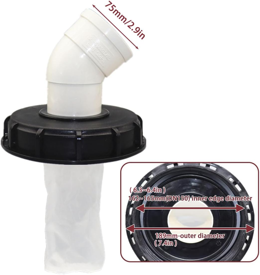 AIMALL IBC Tank Barrel Filter Cap 2.9 Inch DN75 Cover with Nylon Mesh for 163Mm DN110 DN150 Plastic Drums PE PVC Compatible Dustproof Liquid Impurity Filtration image number 3