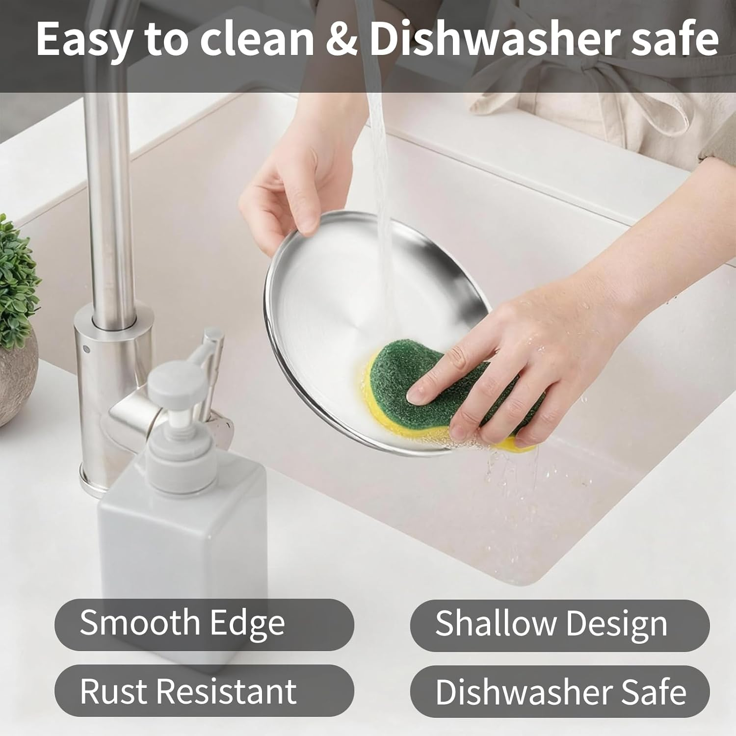 AMSGANK Pack of 3 Cat Feeding Bowls, Cat Bowls against Whisker Fatigue with Non-Slip Silicone Base, Stainless Steel Cat Plate for Cats, Kittens, Small Dogs, 17 Cm Cat Bowl, Flat image number 3