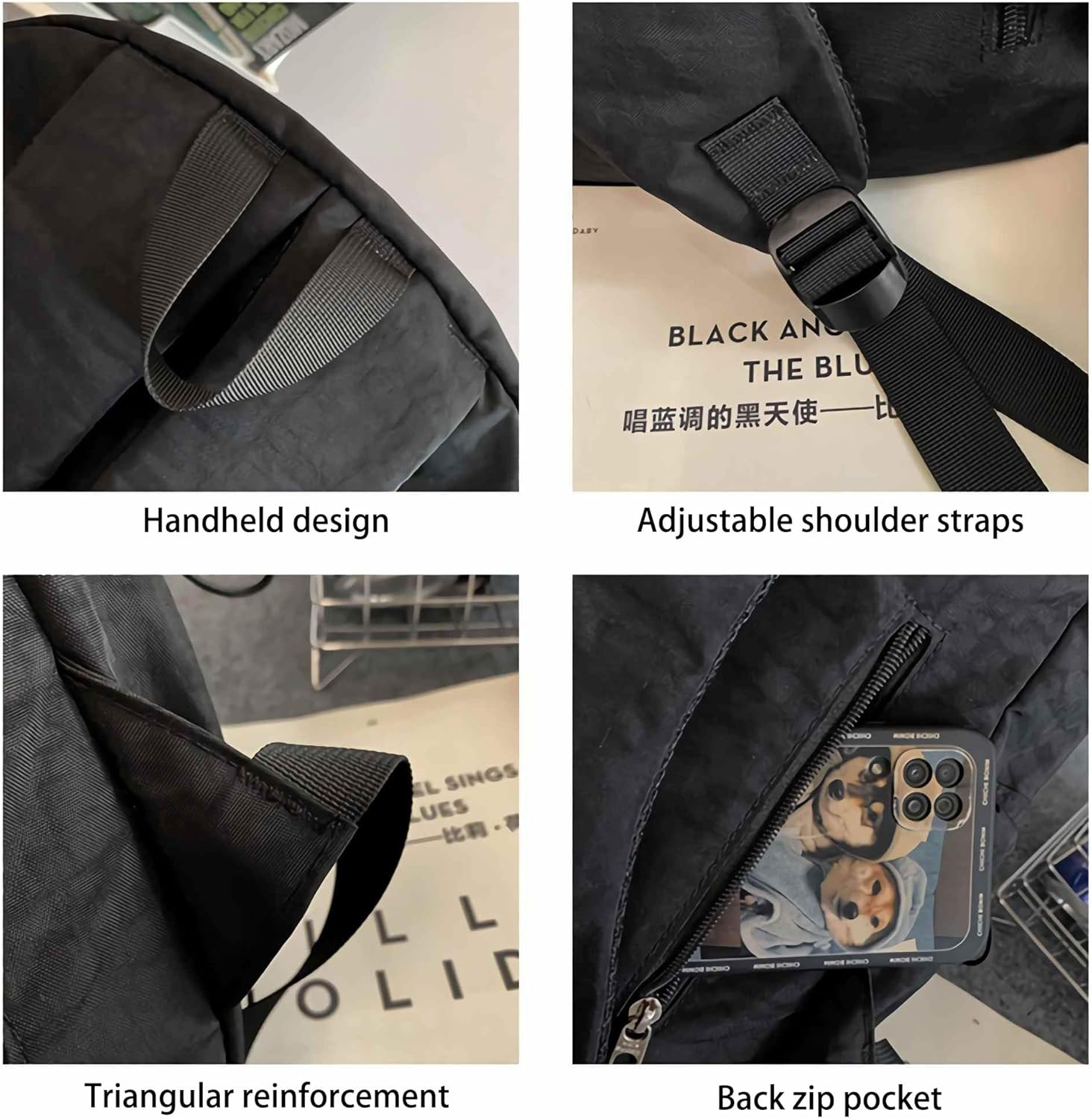 Lefe Liee Cute Y2K Star Backpack for Women, Kawaii Canvas Aesthetic Bookbag, Preppy Grunge Simple Emo Trendy Backpack Bag image number 5