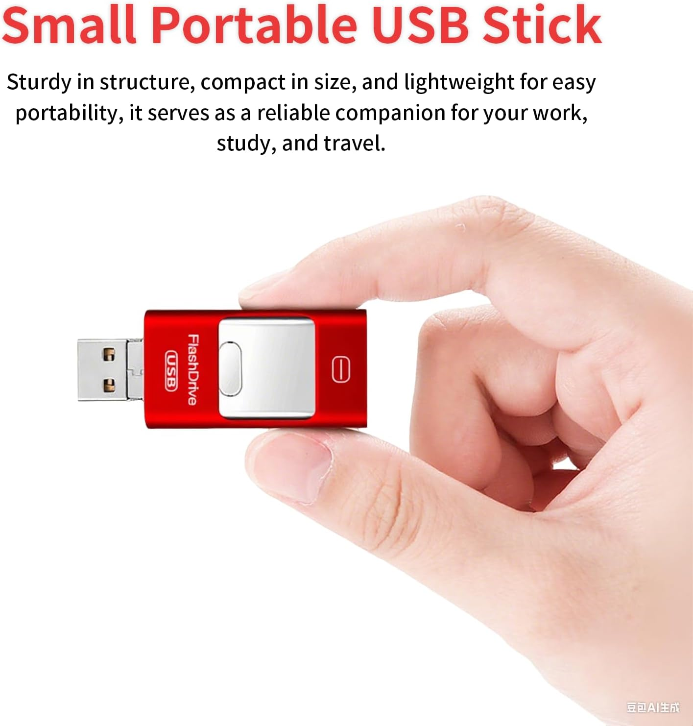 2TB Memory Phone Photo Stick,4-In-1 512G USB Flash Drives,Phone Flash Drive,Phone Flash Drive for Ios/Android/Pc/Ipad/More Devices(Red) image number 2