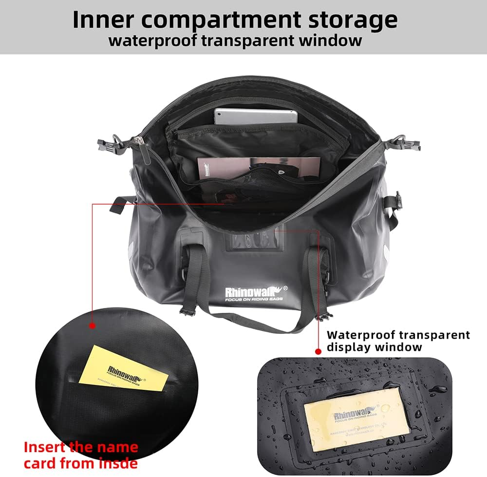 Rhinowalk Motorcycle Waterproof Bag Luggage Bag 45L Motorcycle Tail Bag/Trunk/Luggage Rack Bag-Black image number 2