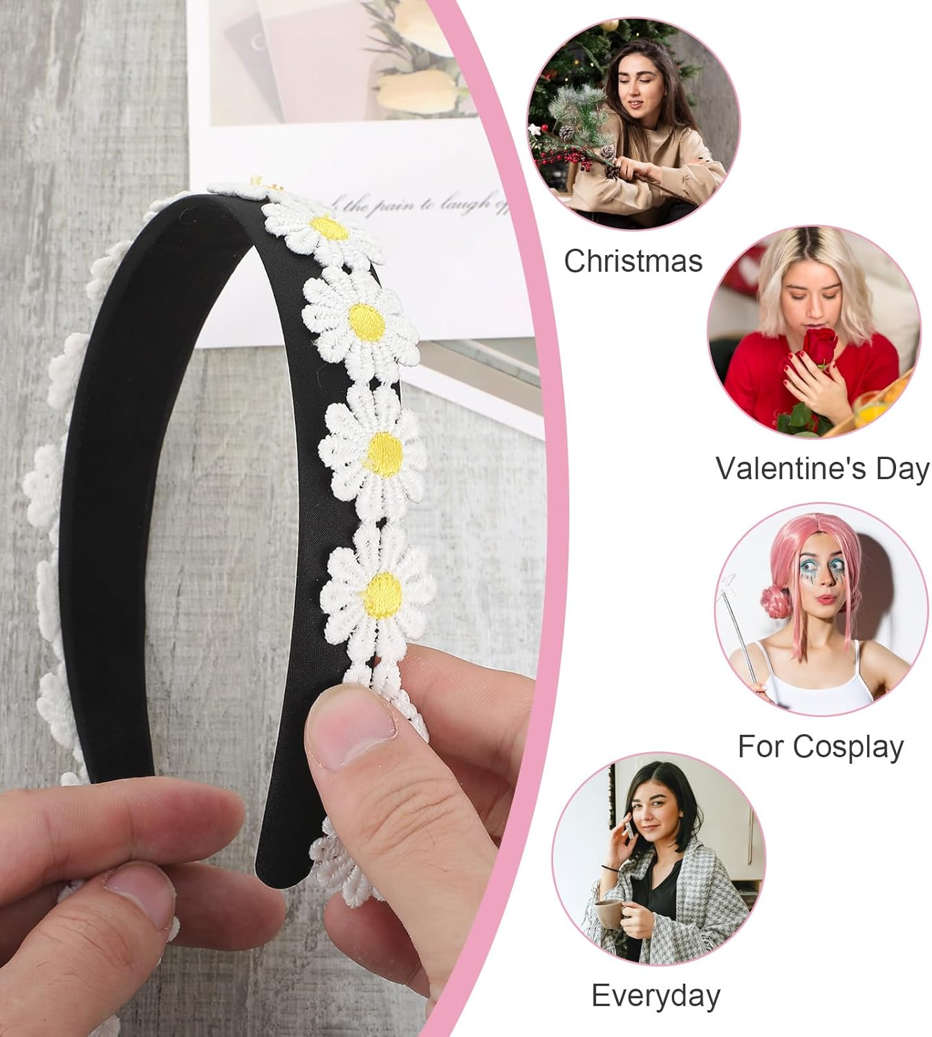 2Pcs Black Headband: Satin Black Headband for Women Girls, Plain Wide Hair Band Hoops, Fashion Elastic Solid Hairband Accessories,Anti-Slip Solid Headbands Soft Simple Hair Bands for DIY Craft Cosplay