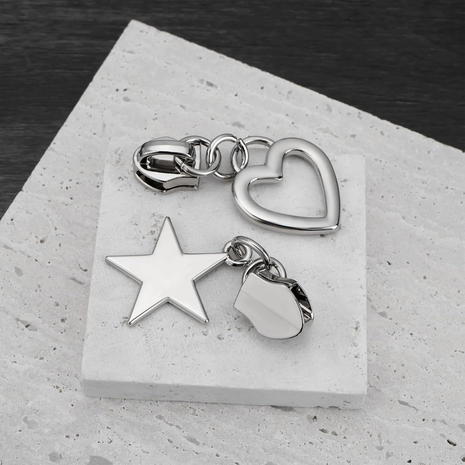 LT Easiyl 12Pcs Zipper Pull 5# Zipper Slider Replacement Part Zipper Pendant Heart Star Flower Metal Zip Mend for Coat Jacket Backpack Handbags