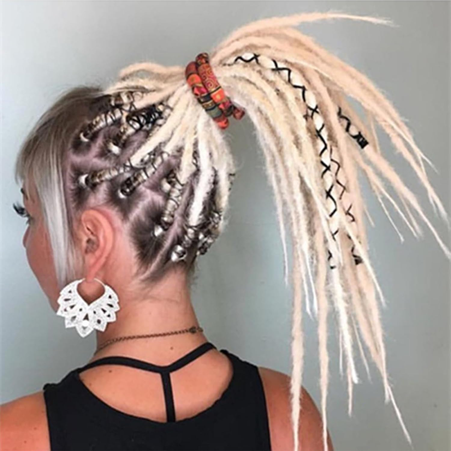 Pack of 2 Spiral Lock Hair Bands Dreadlock Accessories Dreadlock Hair Scrunchie Spiral Fabric Dreadlock for Women and Men Ponytail Holder Colourful Bendable Hair Ties Long Dreads Thick Curly Hair image number 5