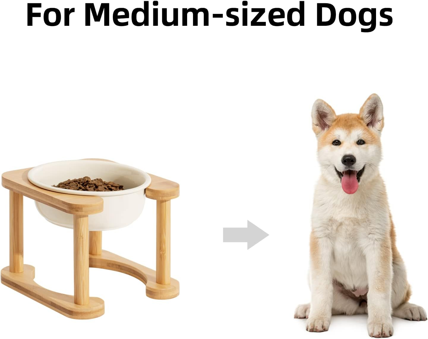 Havniva Ceramics Raised Dog Bowl with Non-Slip Stand Elevated Dog Bowl for Medium Dog Food and Water Bowl Dog Dish Pet Feeding Bowl (Single 6.9" Bowl, Cream White) image number 1