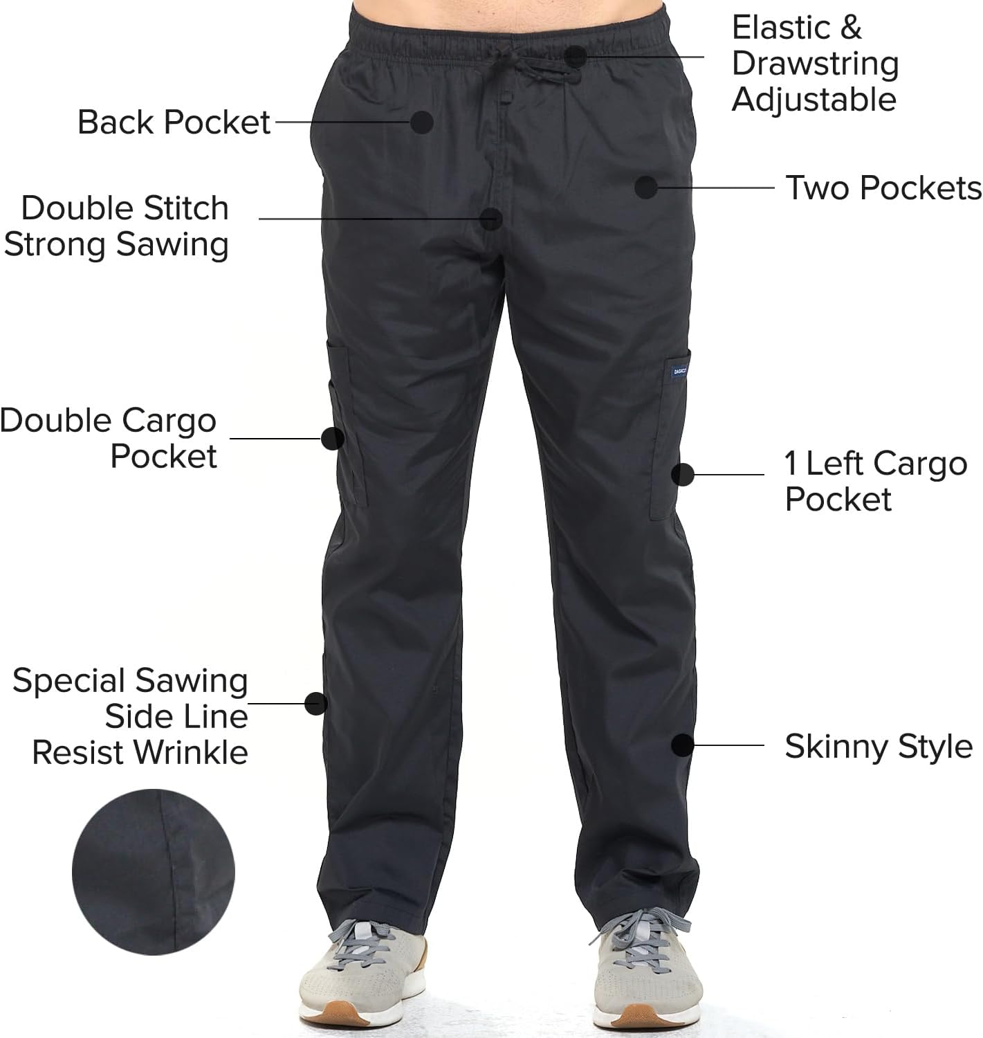 Dagacci Scrubs Medical Uniform Women and Men Unisex Scrubs Pants Medical Scrubs Pants image number 4